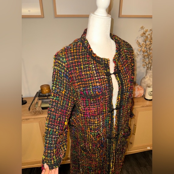 Anthropologie Ett:Twa Tweed Longline Multicolored jacket size L - Picture 4 of 8